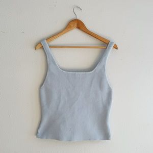 Aritzia Babaton Sculpt Knit Cropped Tank in Light Blue